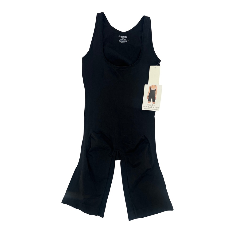 Dreamwear‎ Seamless Mid Thigh Shaper Bodysuit Black Small Open Bust